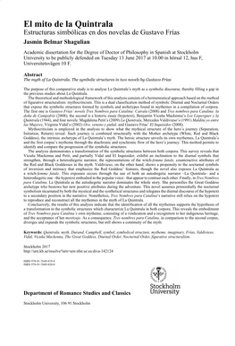 El Mito De La Quintrala Estructuras Simbólicas En Dos Novelas De Gustavo Frías