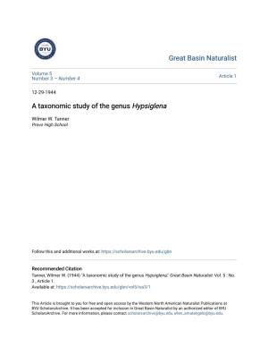 A Taxonomic Study of the Genus Hypsiglena
