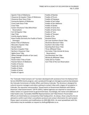 Colorado Tribal Acknowledgement List