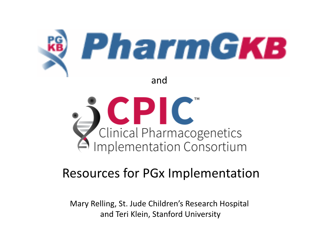 Resources for Pgx Implementation