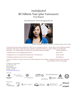 Maladjusted BC/Alberta Tour (Plus Vancouver) Final Report