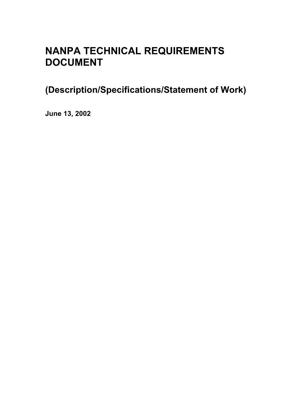 Nanpa Technical Requirements Document