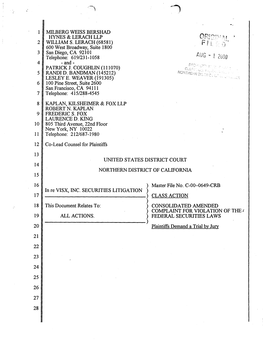 In Re: VISX, Inc. Securities Litigation 00-CV-00649-Consolidated