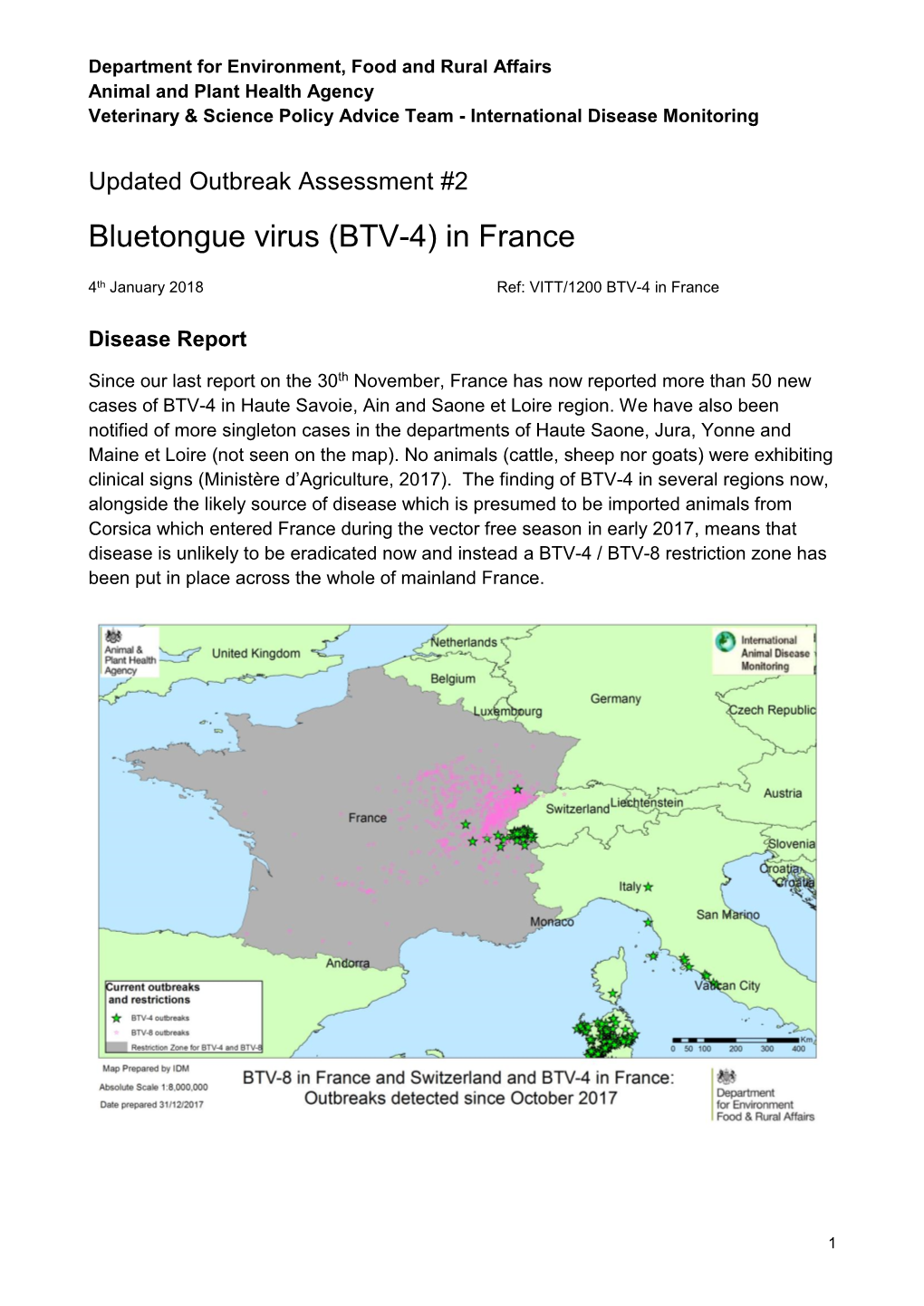 Bluetongue Virus (BTV-4) in France