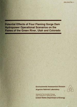 Potential Effects of Four Flaming Gorge Dam Hydropower Operational Scenarios on the Fishes of the Green River, Utah and Colorado