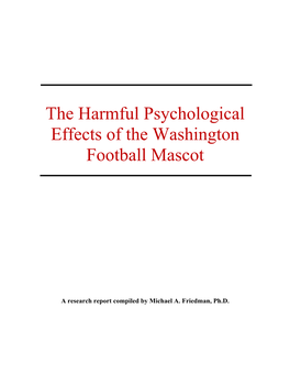 The Harmful Psychological Effects of the Washington Football Mascot