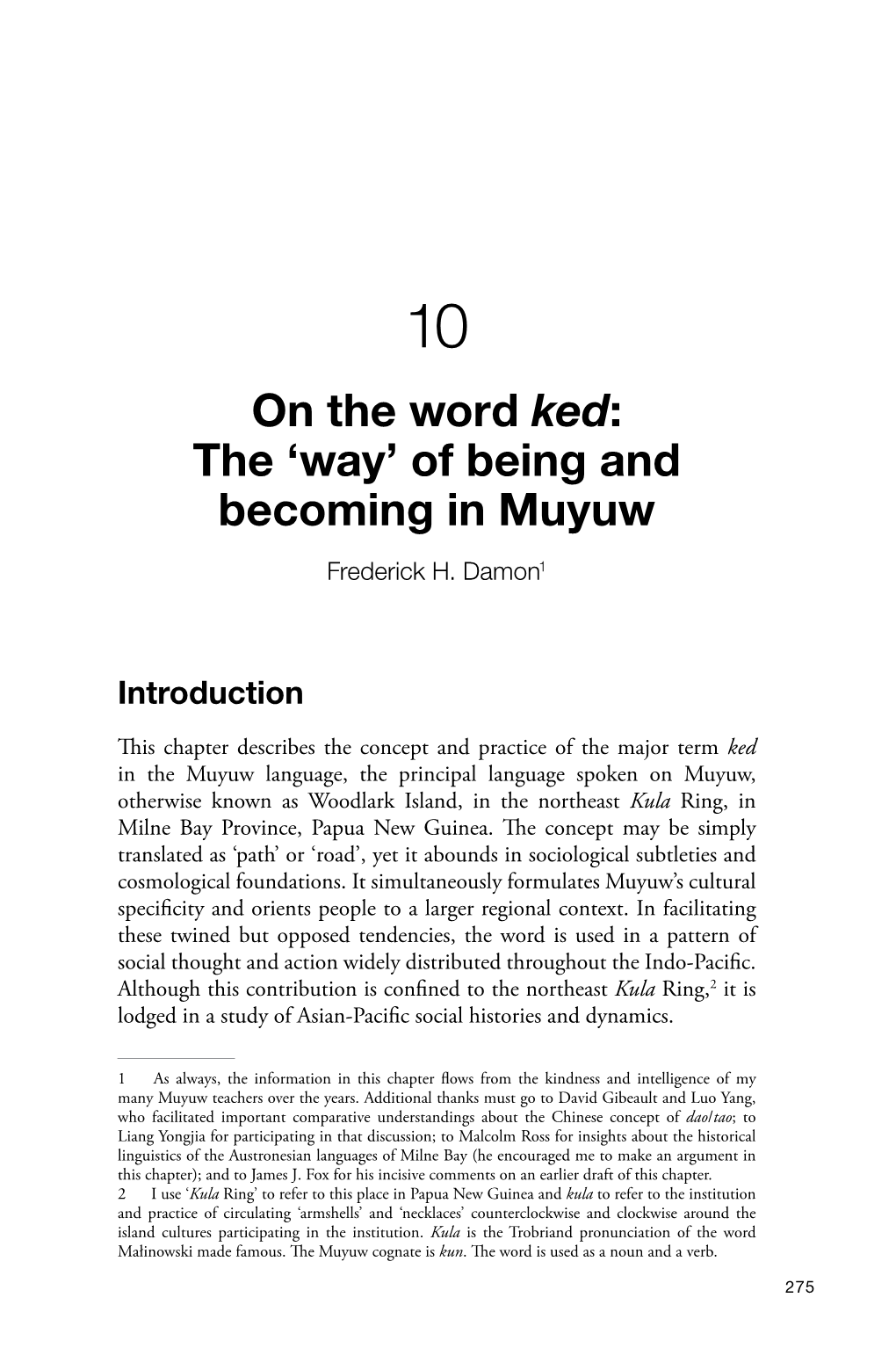 Of Being and Becoming in Muyuw Frederick H