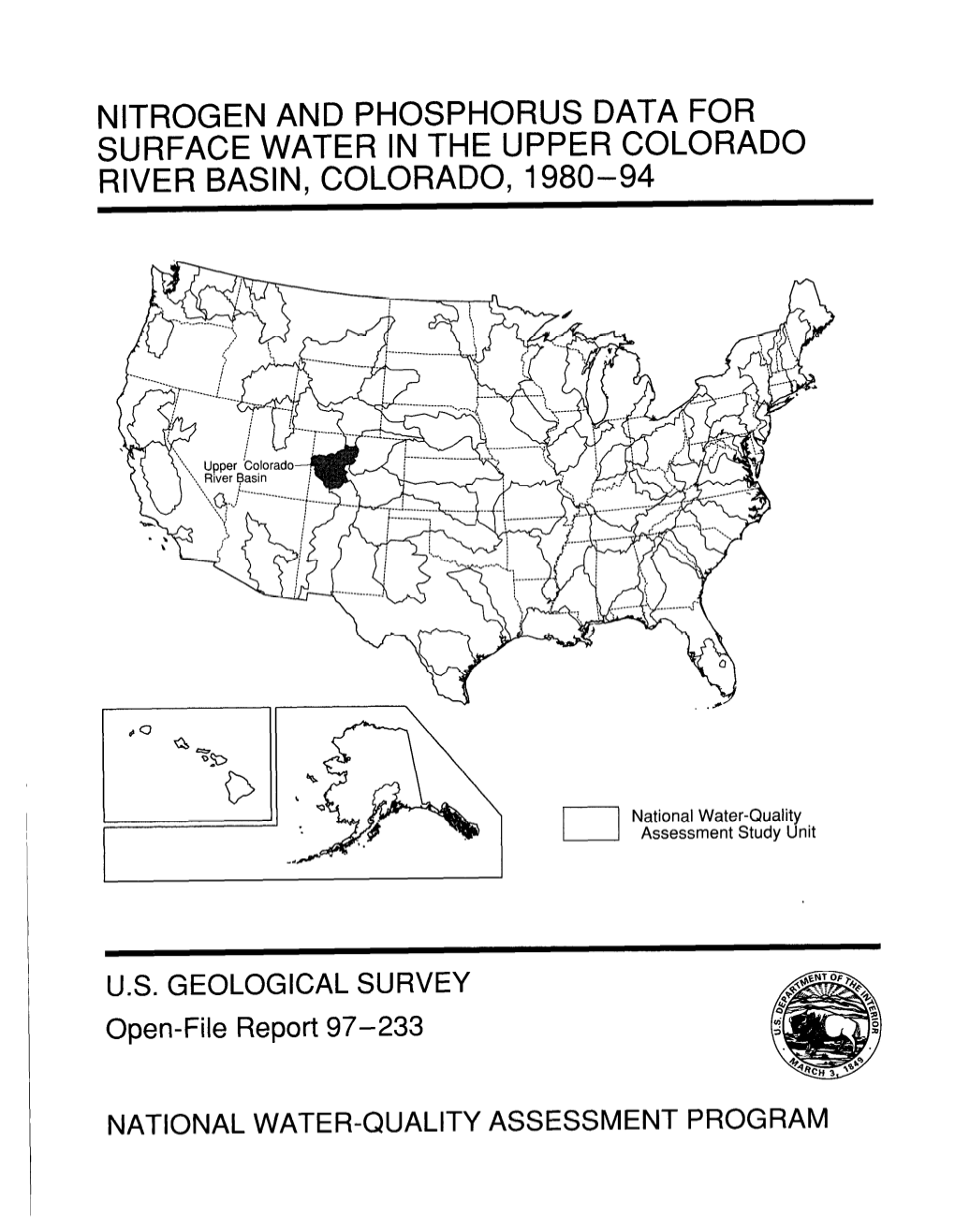 Nitrogen and Phosphorus Data for Surface Water in the Upper Colorado River Basin, Colorado, 1980-94