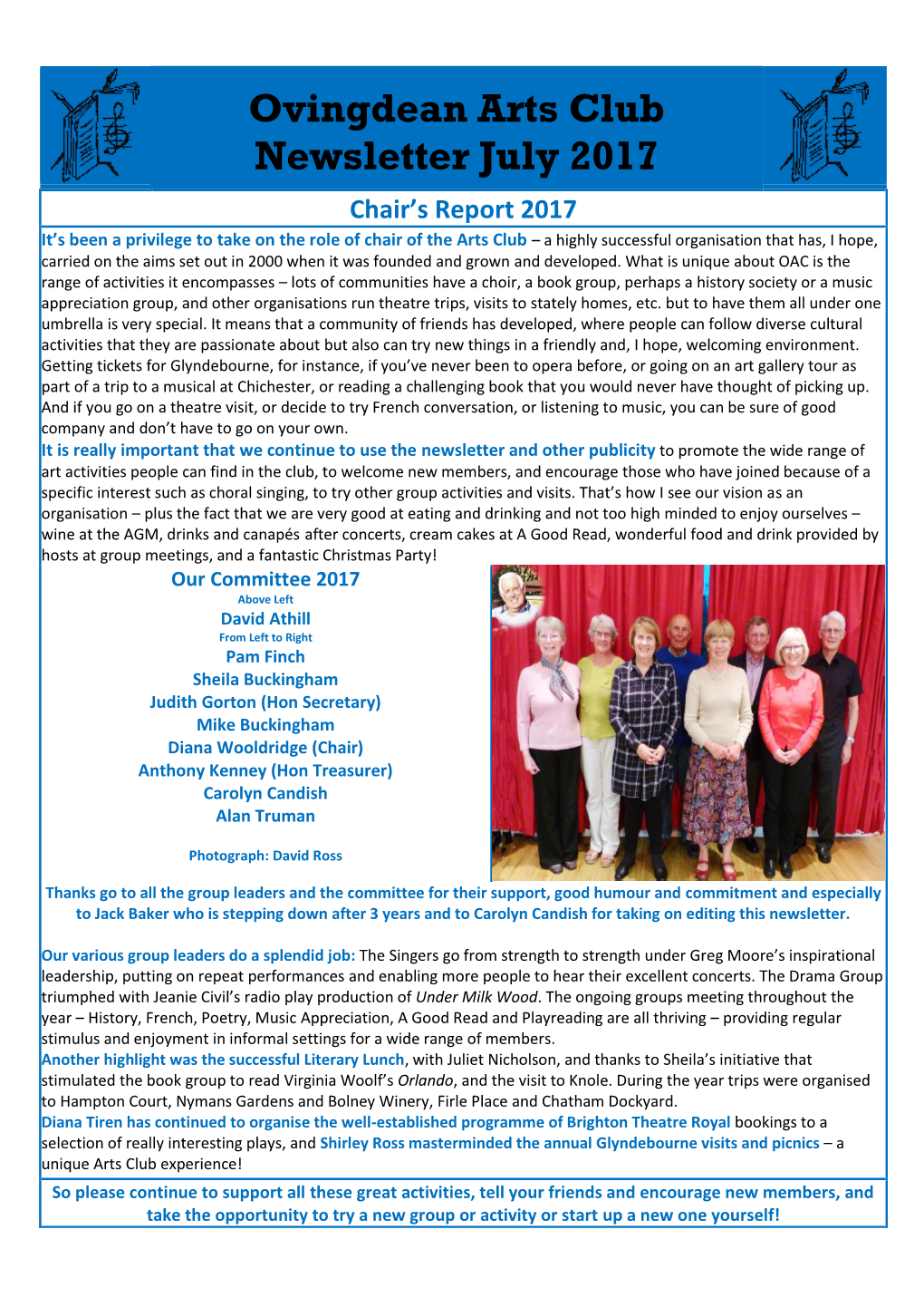 Ovingdean Arts Club Newsletter July 2017