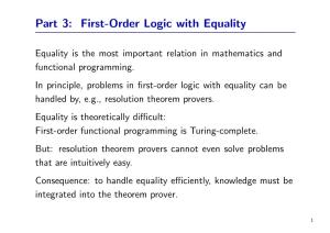 Part 3: First-Order Logic with Equality