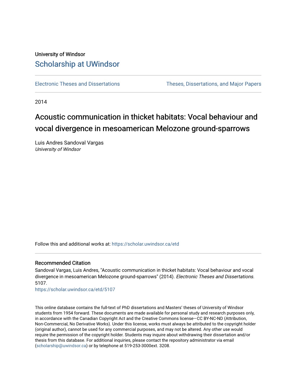 Vocal Behaviour and Vocal Divergence in Mesoamerican Melozone Ground-Sparrows