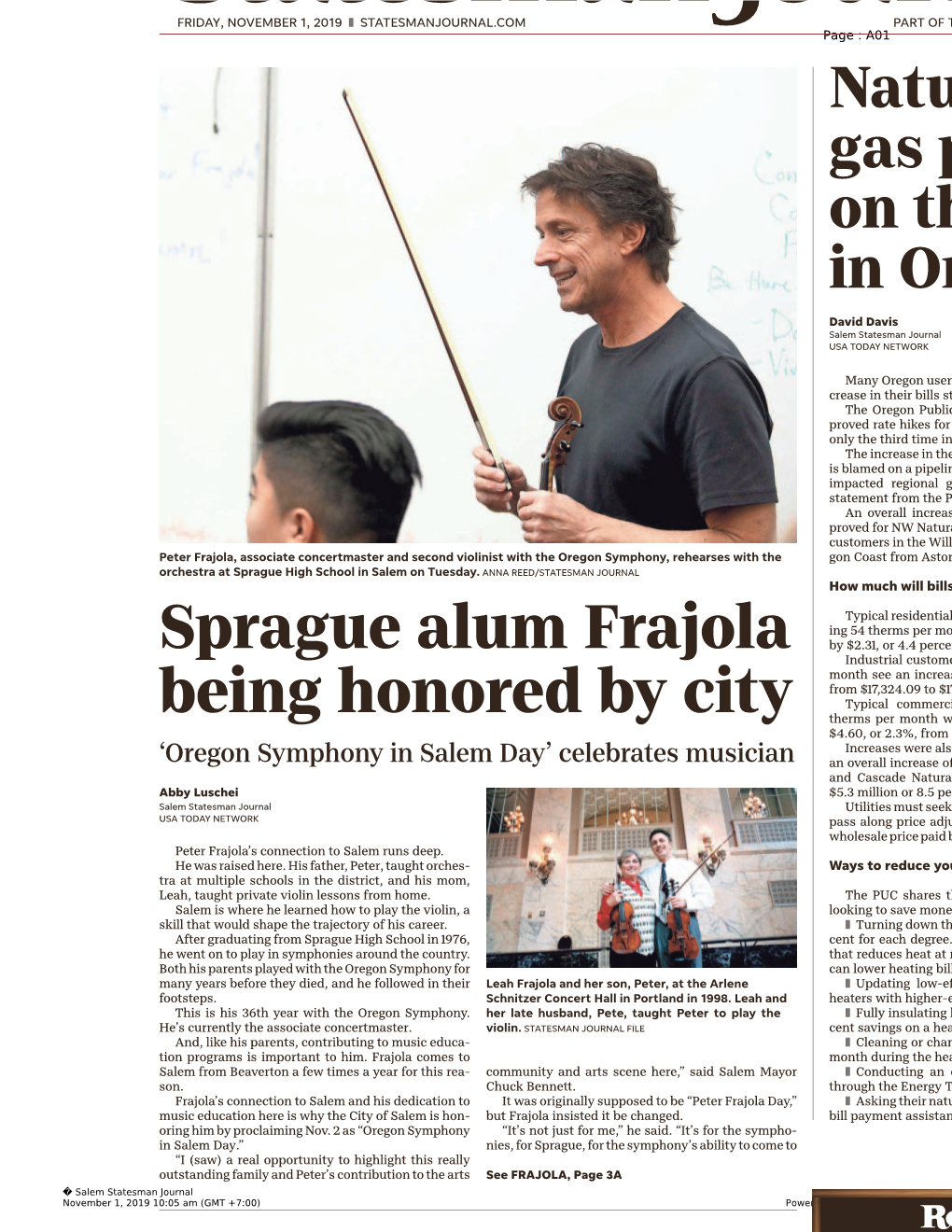 Sprague Alum Frajola Being Honored by City