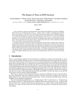 The Impact of Time on DNS Security