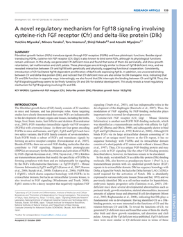 A Novel Regulatory Mechanism for Fgf18 Signaling Involving Cysteine