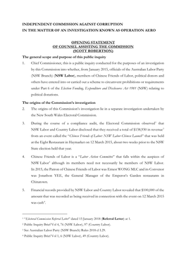 Independent Commission Against Corruption in the Matter of an Investigation Known As Operation Aero