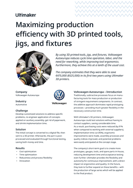 Volkswagen Autoeuropa: Maximizing Production Efficiency with 3D