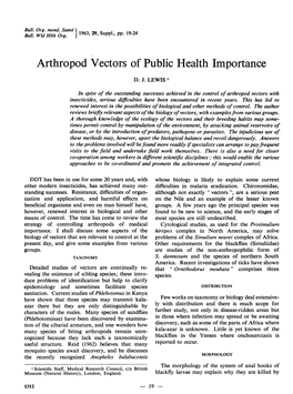 Arthropod Vectors of Public Health Importance