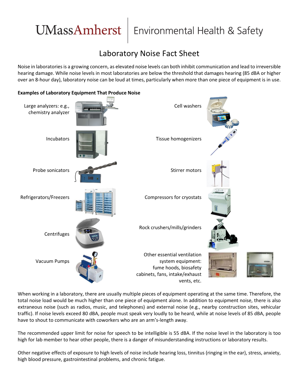Laboratory Noise Fact Sheet