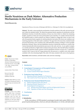 Sterile Neutrinos As Dark Matter: Alternative Production Mechanisms in the Early Universe