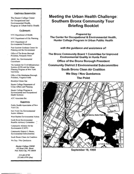 Southern Bronx Community Tour Program in Urbart Public Health Briefing Booklet