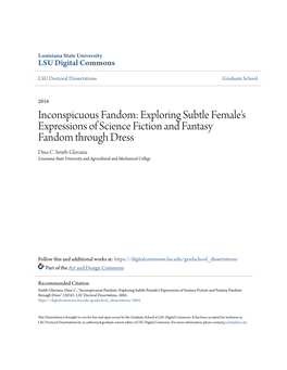 Exploring Subtle Female's Expressions of Science Fiction and Fantasy Fandom Through Dress Dina C