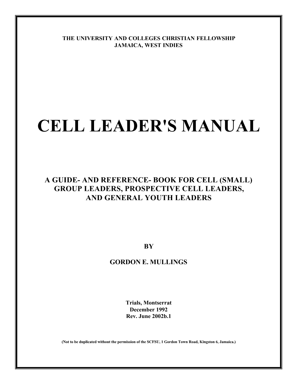 Cell Leader's Manual