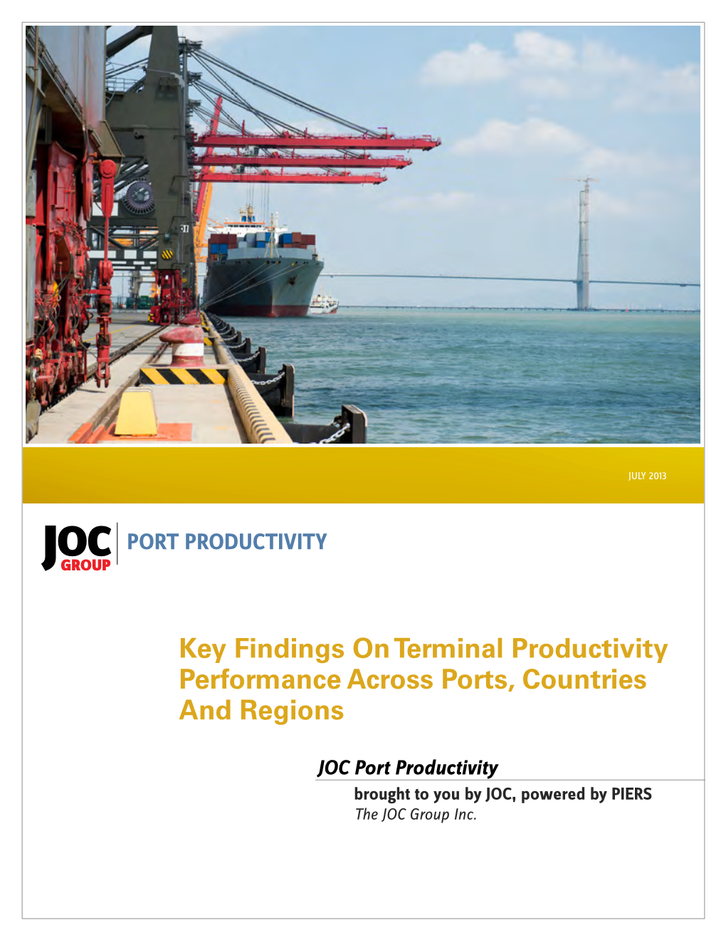 Key Findings on Terminal Productivity Performance Across Ports, Countries and Regions