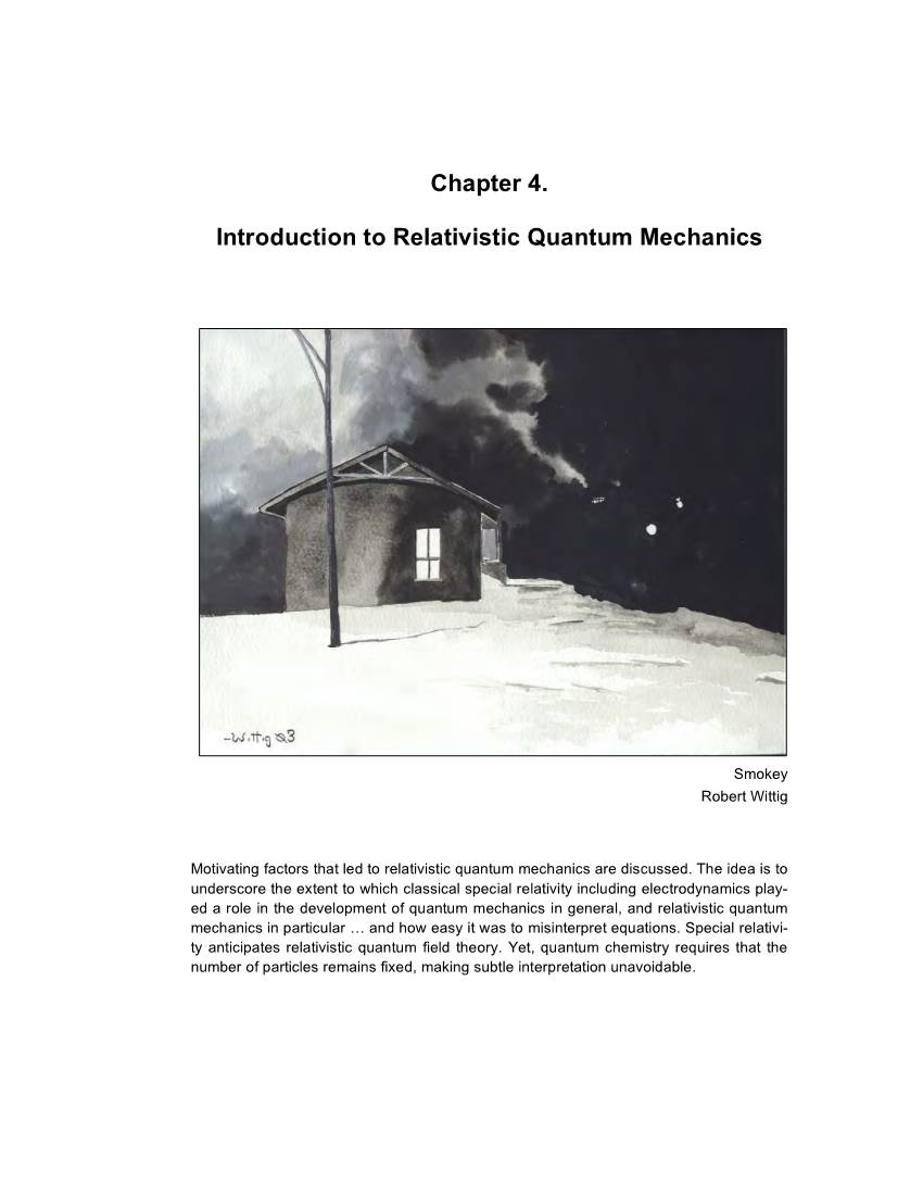 Chapter 4. Introduction to Relativistic Quantum Mechanics