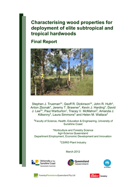 Characterising Wood Properties for Deployment of Elite Subtropical And
