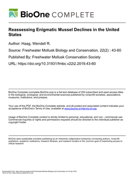 Reassessing Enigmatic Mussel Declines in the United States