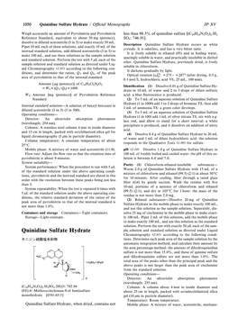 Quinidine Sulfate Hydrate / O‹Cial Monographs JP XV