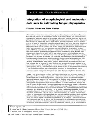 Integration of Morphological and Molecular Data Sets in Estimating Fungal Phylogenies