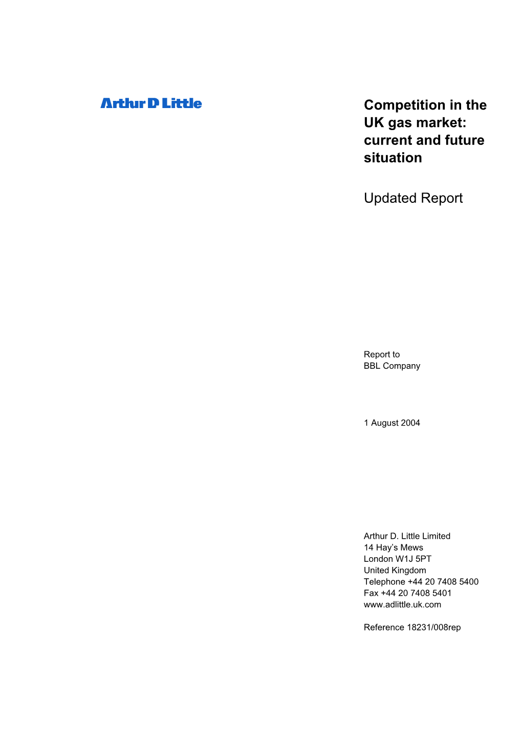 Arthur D. Little Report on Competition in the UK Gas Market