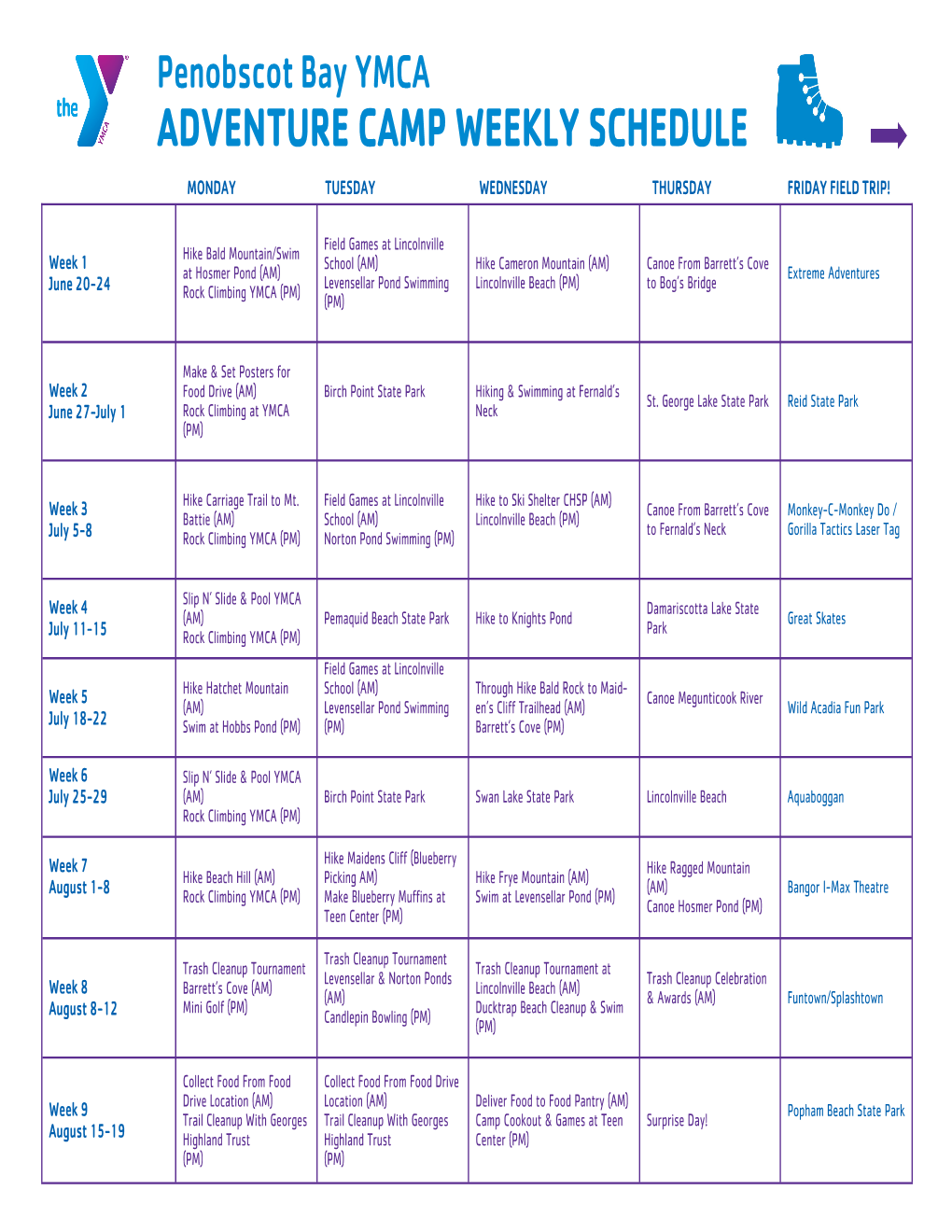 Adventure Camp What's It About and Weekly Schedule