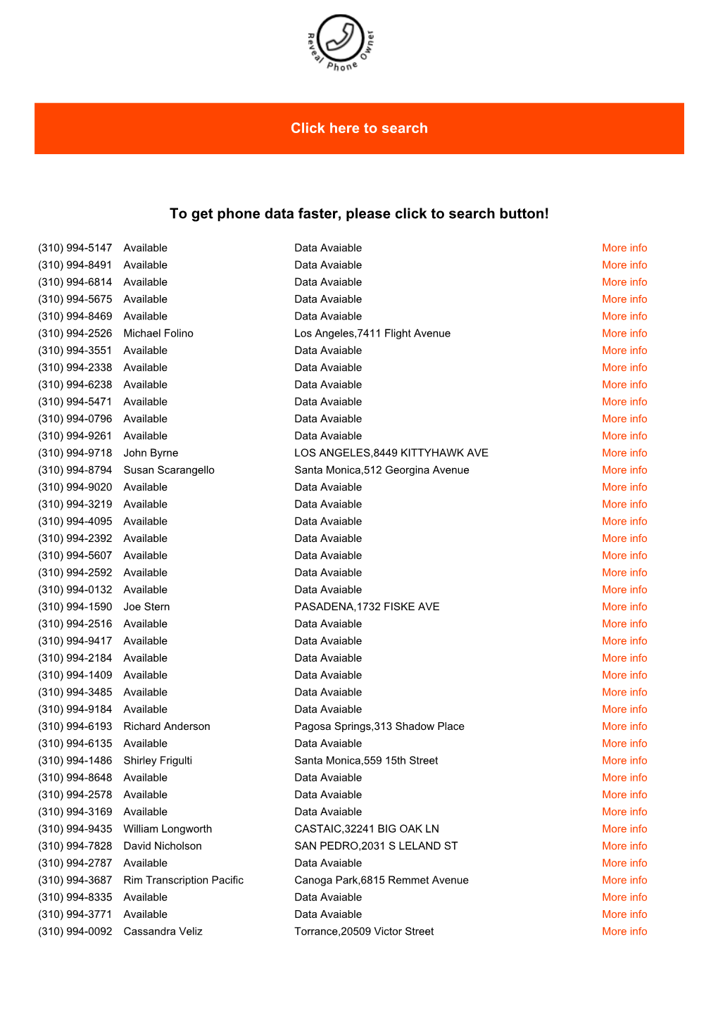 Click Here to Search to Get Phone Data Faster, Please Click to Search