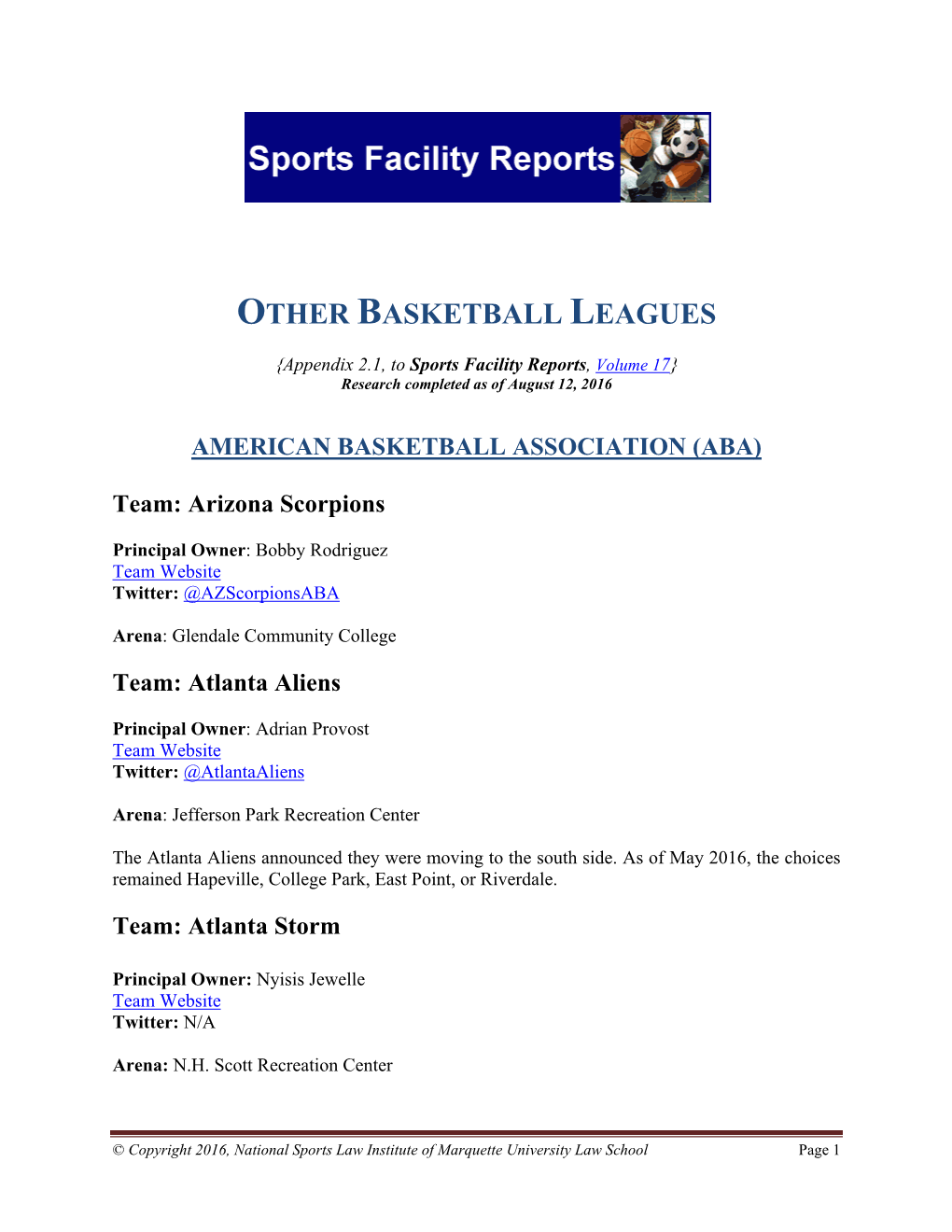 Other Basketball Leagues