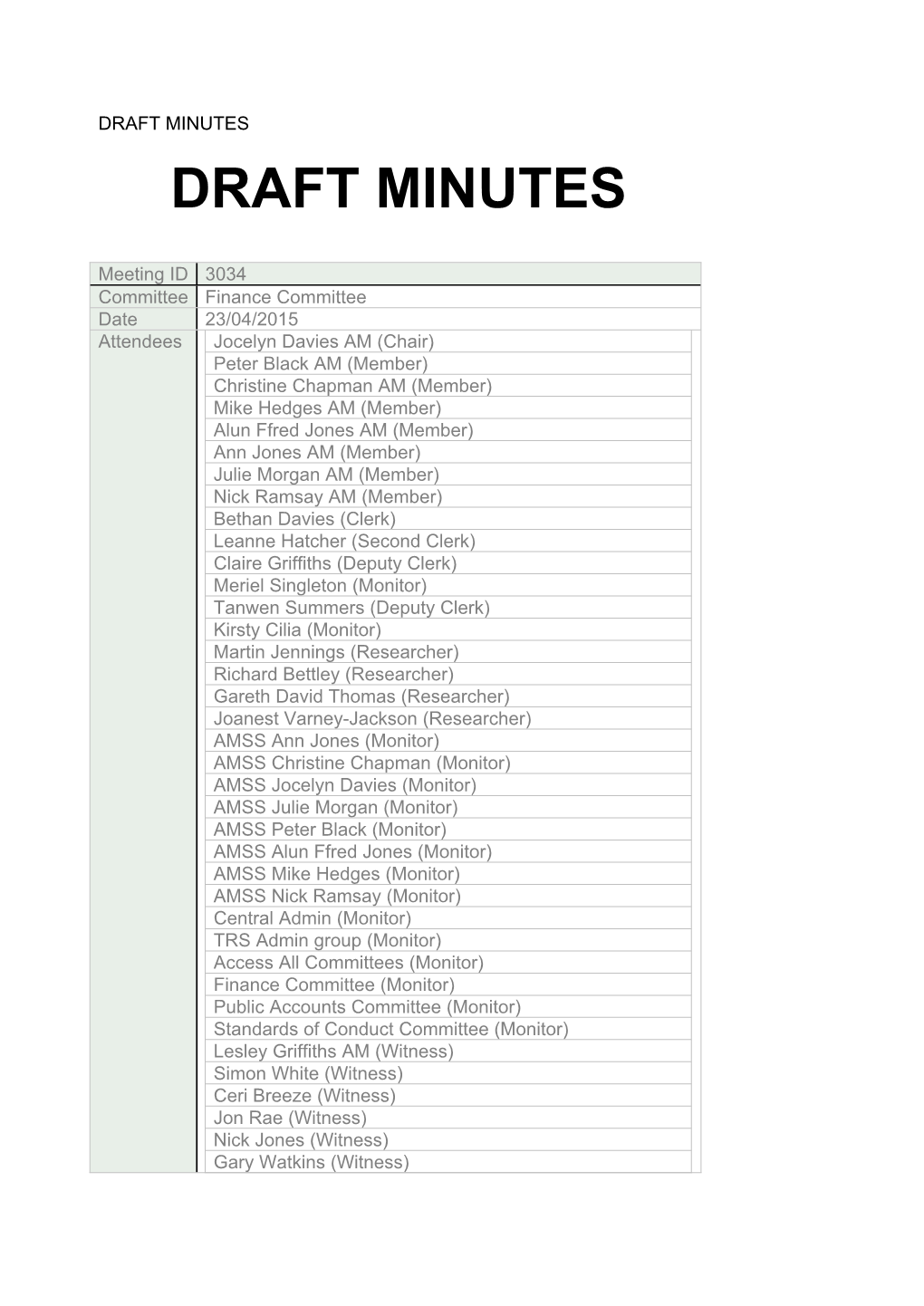 Draft Minutes Draft Minutes