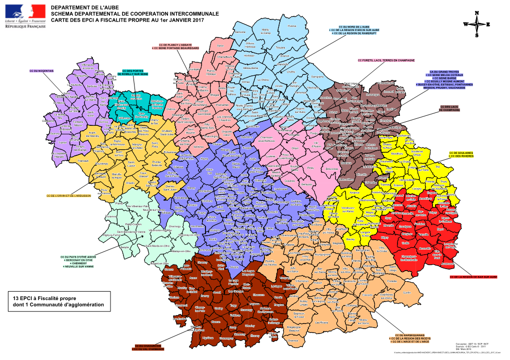 DEPARTEMENT DE L'aube SCHEMA DEPARTEMENTAL DE COOPERATION INTERCOMMUNALE CARTE DES EPCI a FISCALITE PROPRE AU 1Er JANVIER 2017