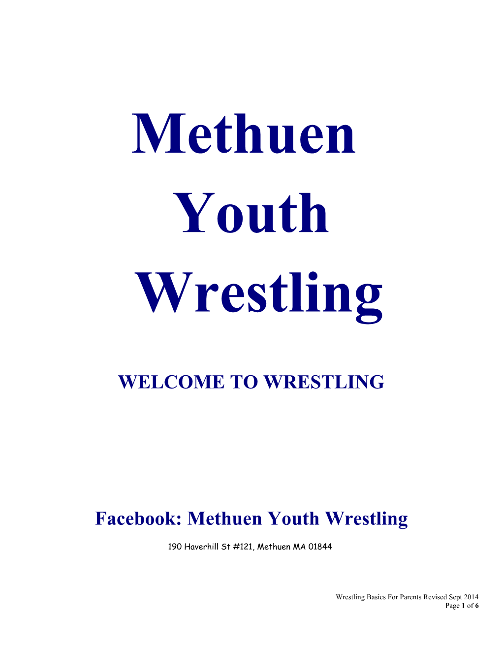 Wrestling Basics for Parents/Fans