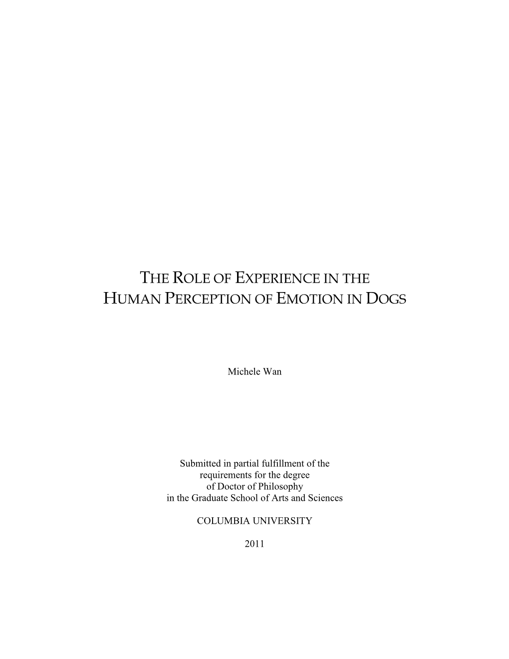 The Role of Experience in the Human Perception of Emotion in Dogs