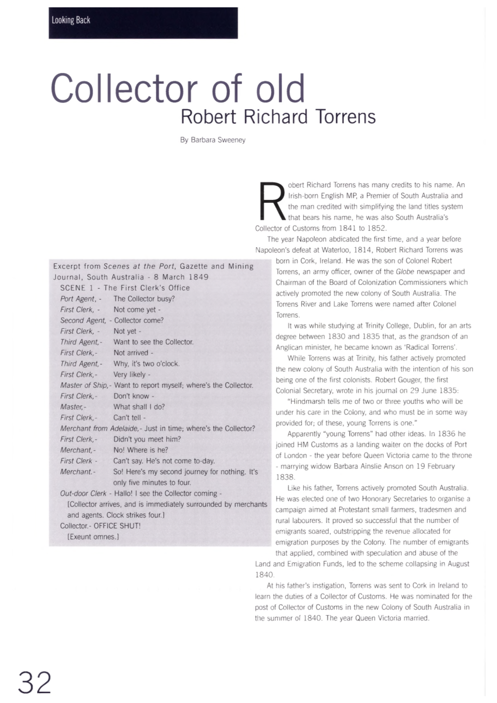 Robert Richard Torrens Was Born in Cork, Ireland