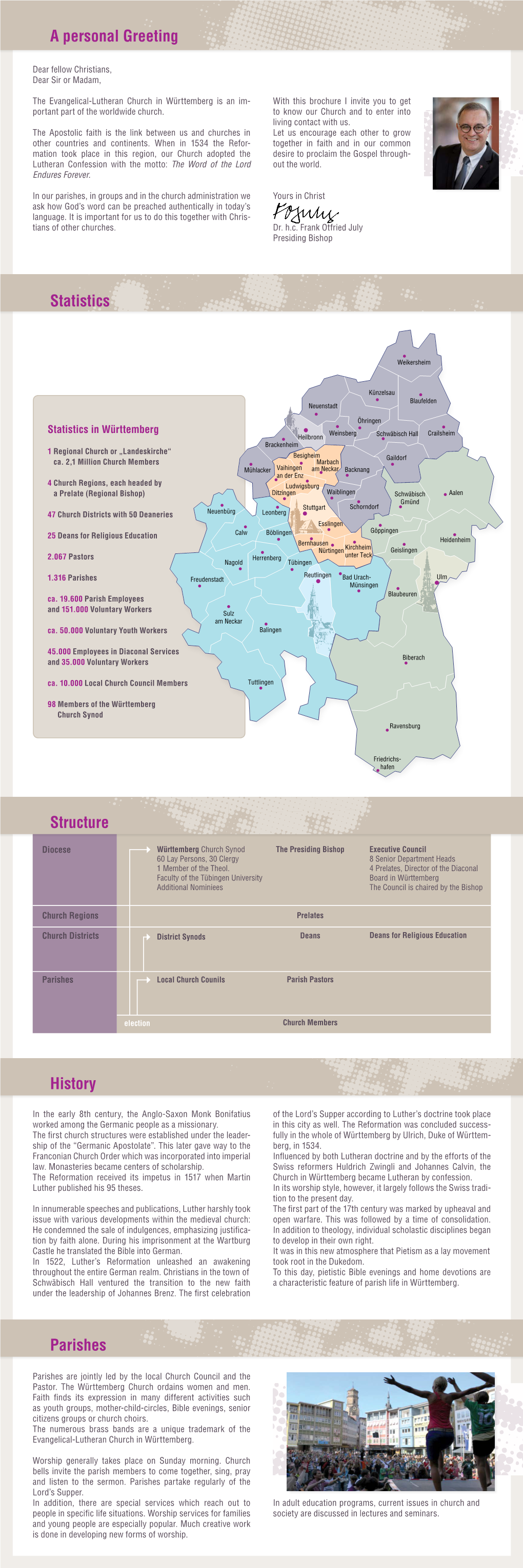 History Statistics Structure a Personal Greeting Parishes