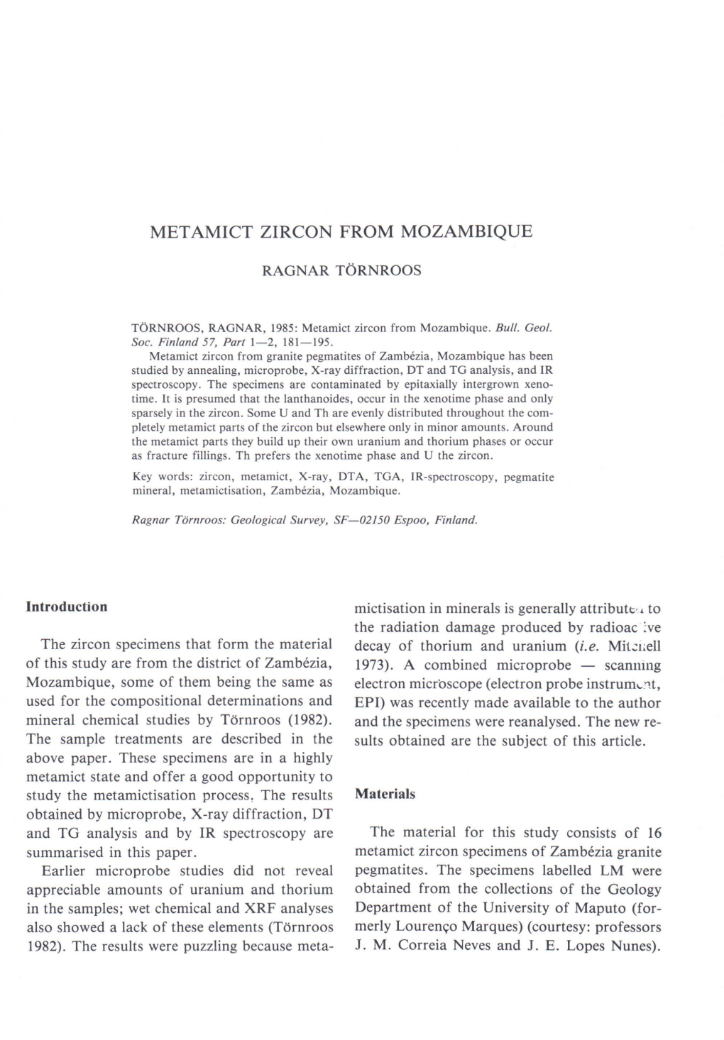 Metamict Zircon from Mozambique