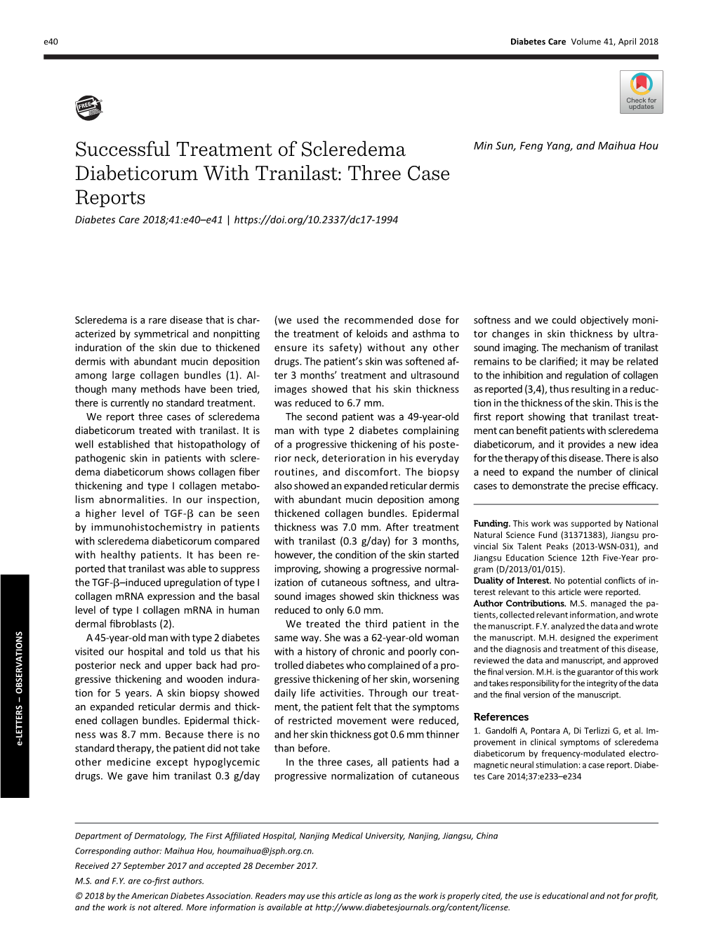 Successful Treatment of Scleredema Diabeticorum With