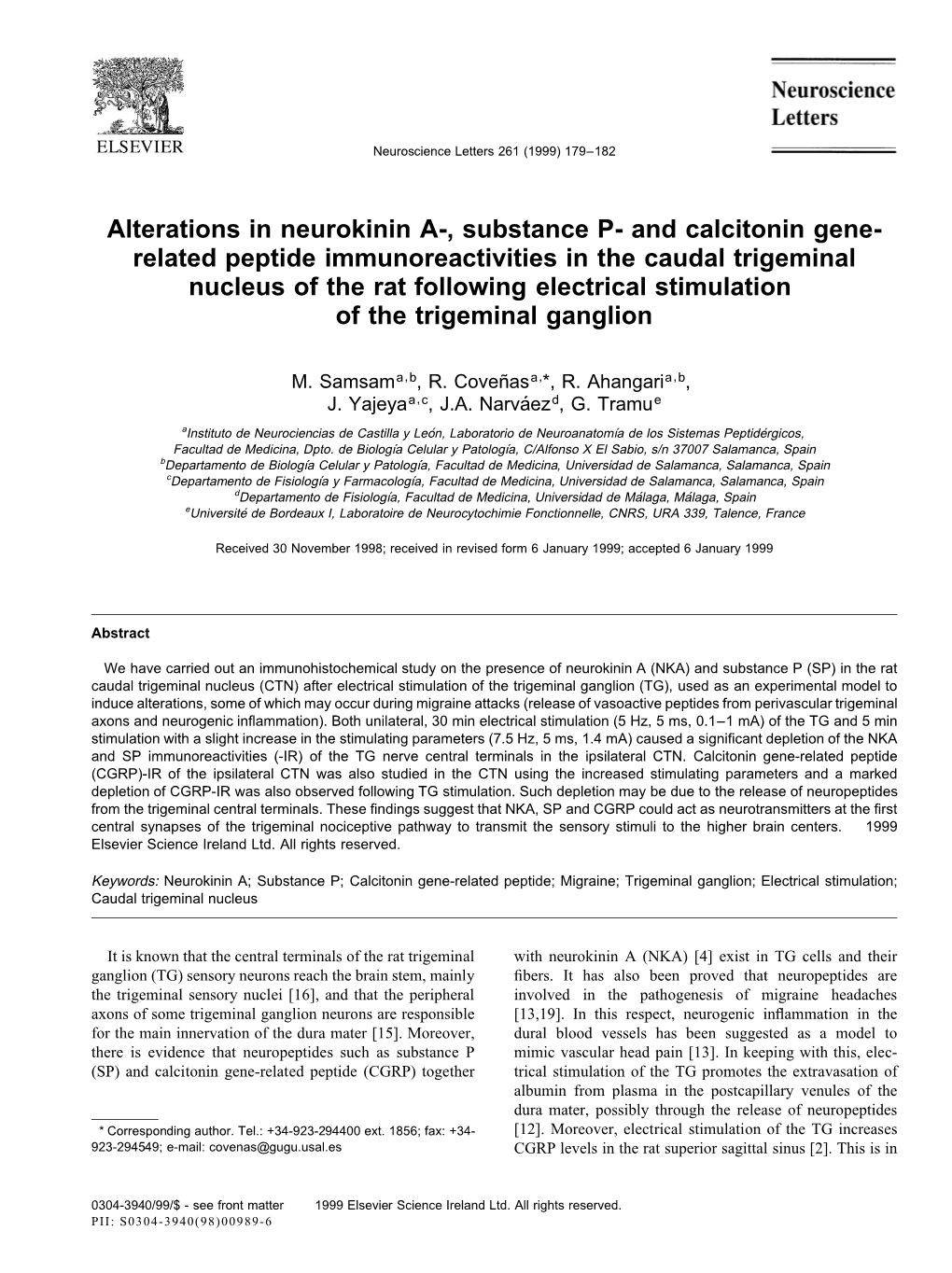 Alterations in Neurokinin A-, Substance P- and Calcitonin Gene- Related