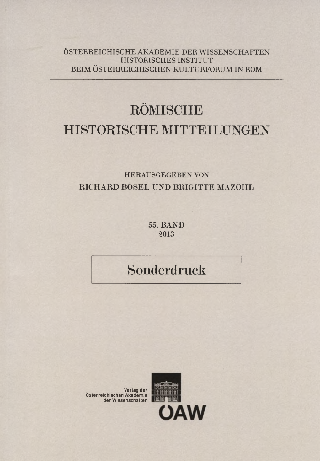 RÖMISCHE HISTORISCHE MITTEILUNGEN Sonderdruck