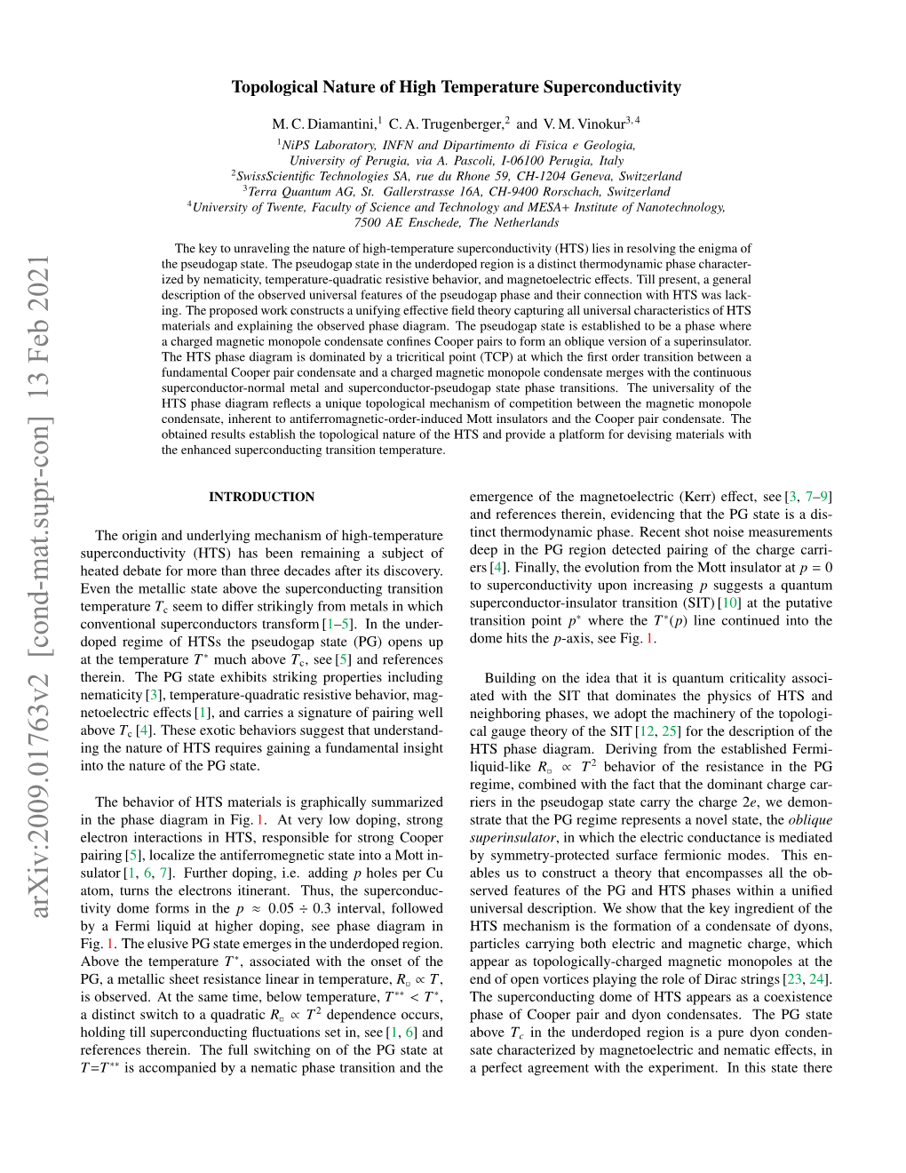 Arxiv:2009.01763V2 [Cond-Mat.Supr-Con] 13 Feb 2021