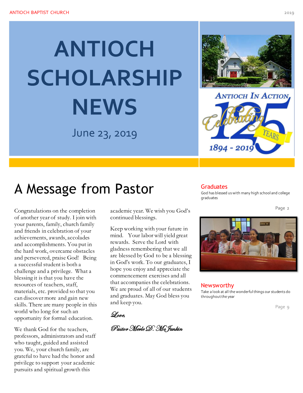 Antioch Scholarship News