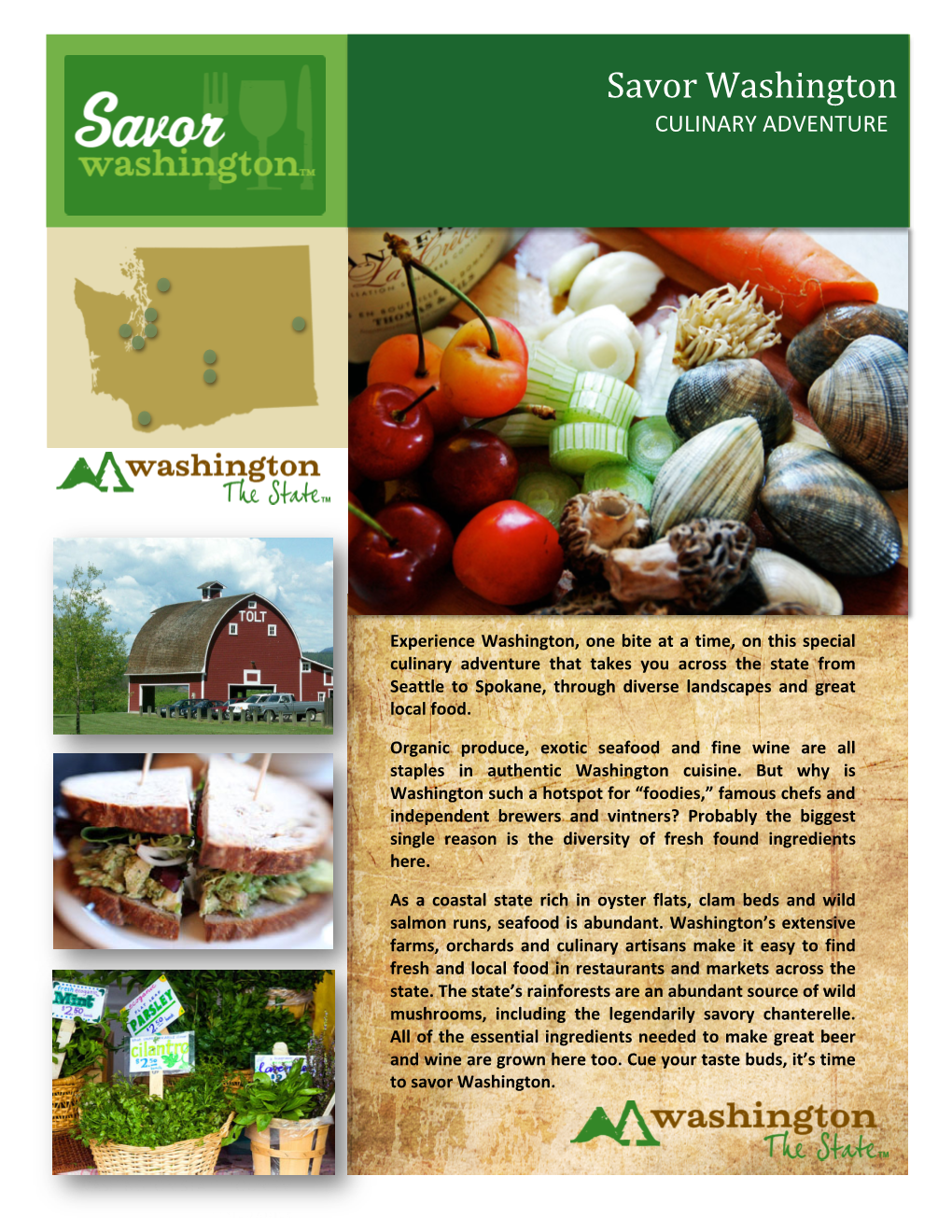 Savor Washington CULINARY ADVENTURE