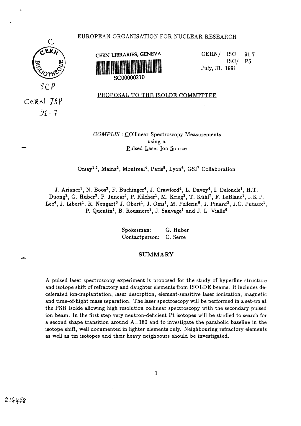 COMPLIS: Proposal to the ISOLDE Committee